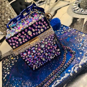 Royal Blue Jeweled Clutch: Color-Shift Resin Purse