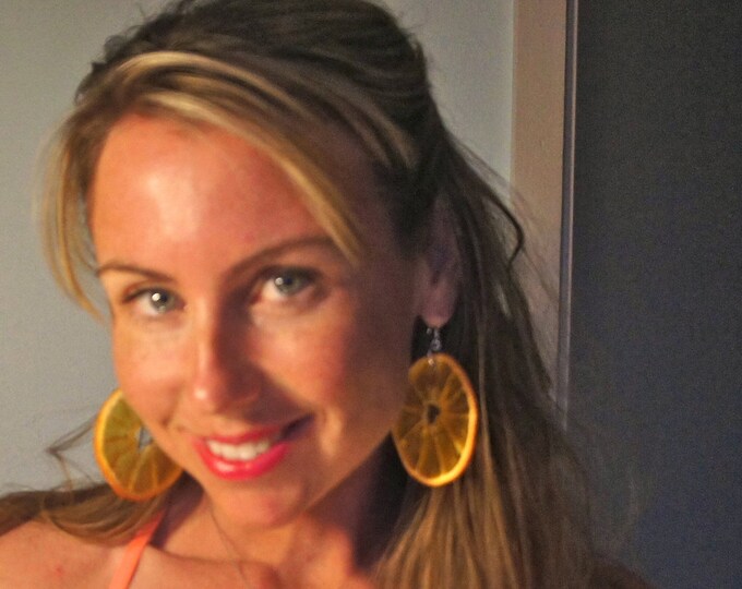 Real Orange Slice Earrings Real Fruit Jewelry Etsy