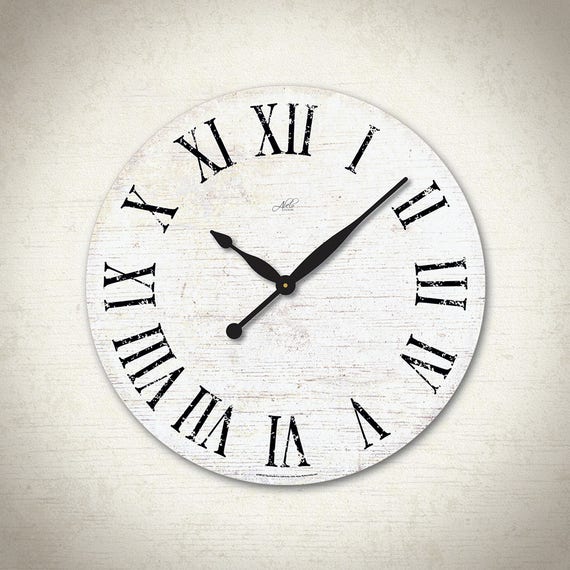 Large Wall Clock . White Kitchen Wall Clock. Rustic Kitchen Etsy