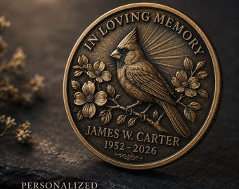 Personalized Memorial Coin, Custom Engraved Brass Keepsake, In Memory Sympathy Gift