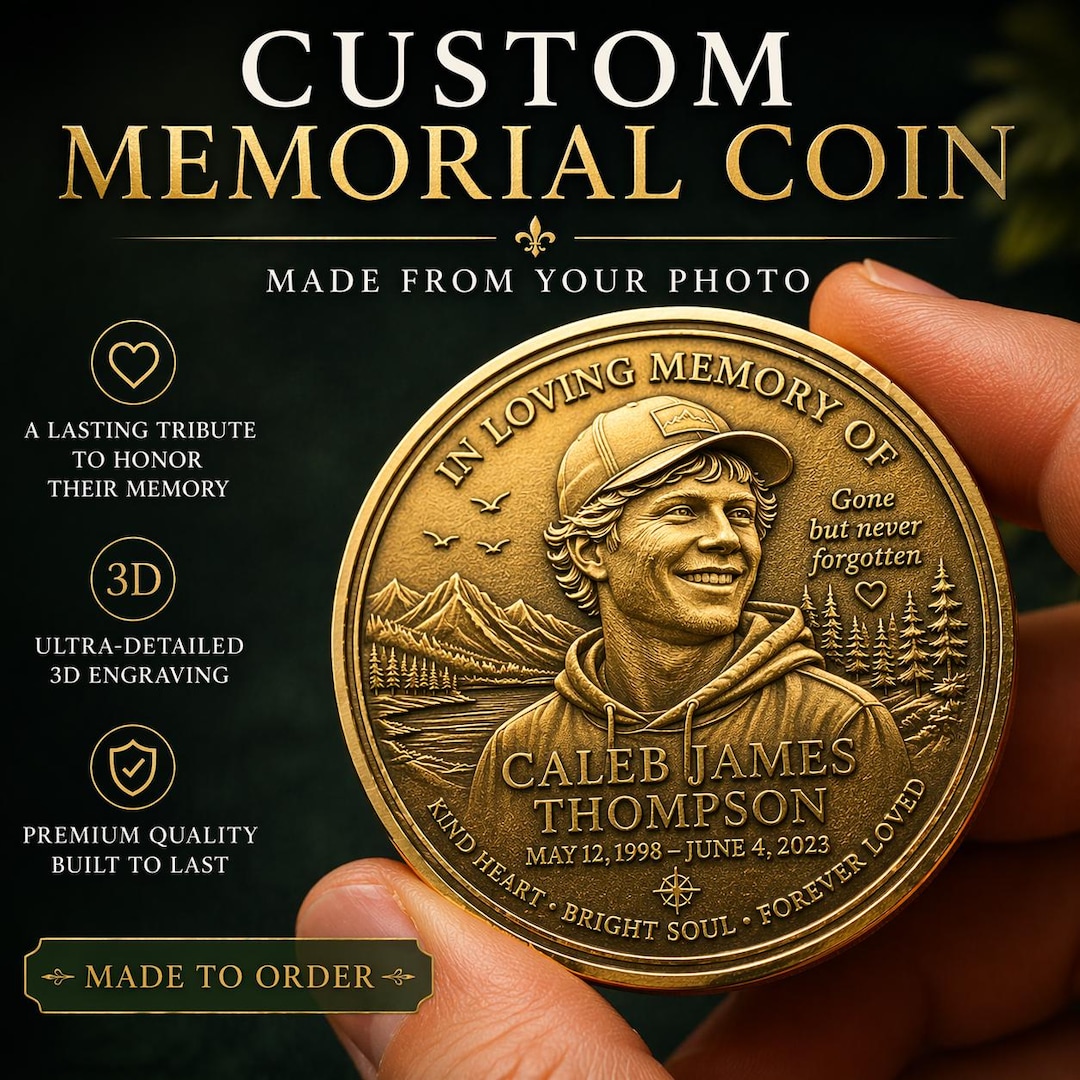 Personalized Memorial Coin, Custom Engraved Brass Coin, 3D Relief ...