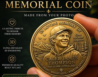 Personalized Memorial Coin | Custom Engraved Brass Keepsake | In Memory Coin | 3D Deep Relief Tribute