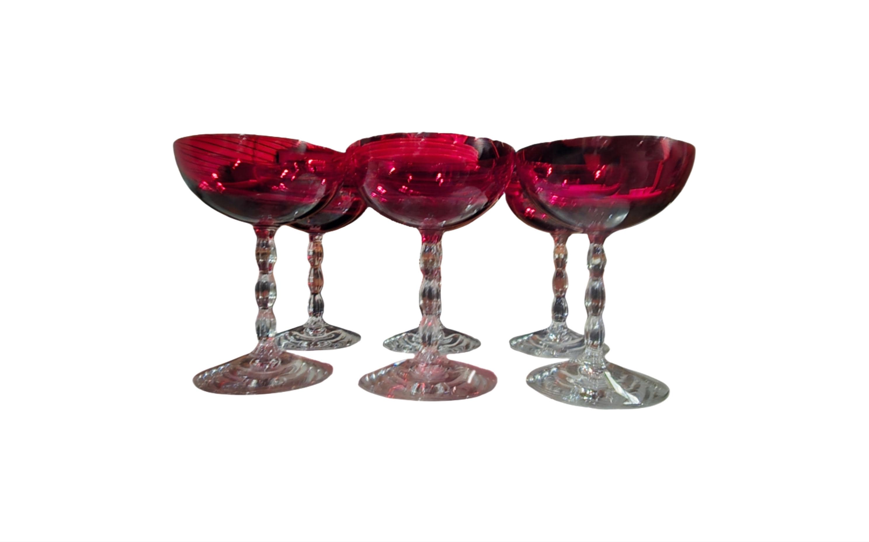 lot de 6 coupes à champagne en cristal gravé 1950 8 X 9.5 cm