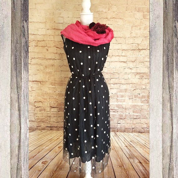 black and white polka dot slip dress