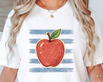 Teacher Apple Graphic T-Shirt, Teacher Appreciation Gift, Back to School Graphic Tee