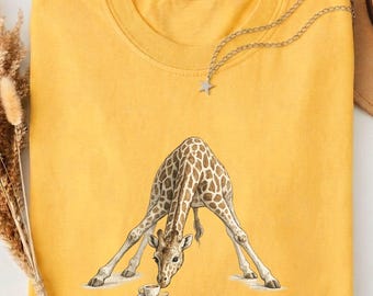 Giraffeccino PNG: Funny Giraffe Coffee Lover Animal Humor png Vintage Cute Wildlife Clipart (Digital Download)