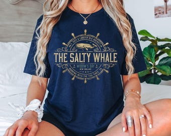 The Salty Whale Widow's Bay Vintage Nautical Harbor T-Shirt, Coastal New England Gift, Maritime Graphic Tee