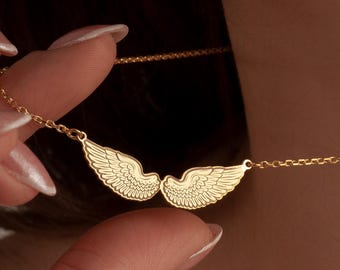 Collier aile d'ange en argent sterling : pendentif minimaliste fait main