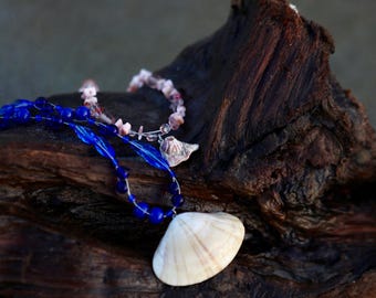 Sea of Dream Blue Beaded and Shell Necklace