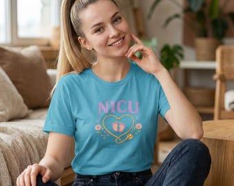 Lavender NICU Heart Stethoscope Tee | Baby Footprint Floral Nursing Tee