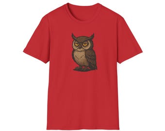 Grumpy Tired Owl Shirt | Funny Night Owl Graphic, Exhausted Bird Illustration
