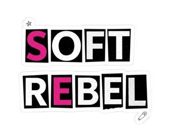 Soft Rebel Sticker | ransom collage, cutout letters design