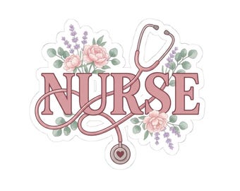 NURSE Floral Stethoscope Kiss-Cut Stickers | Watercolor Wildflower Nursing Decal