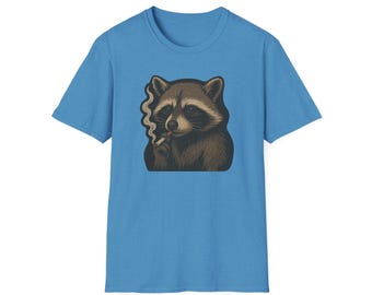 Funny Raccoon Smoking Graphic T-Shirt, Retro Wildlife Art