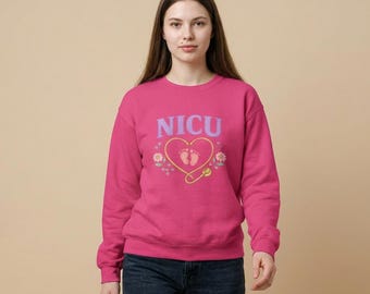 NICU Heartbeat Crewneck Sweatshirt | medical neonate design, soft pastel healthcare