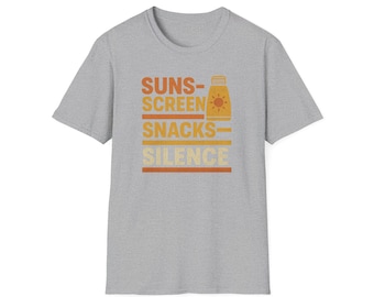 Sunscreen Snacks Silence Shirt: Retro 70s Summer Vacation Tee
