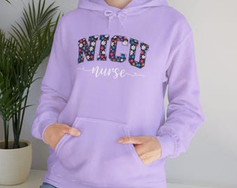 NICU Nurse Hoodie | Floral Retro Varsity, Lofi Pixel Art