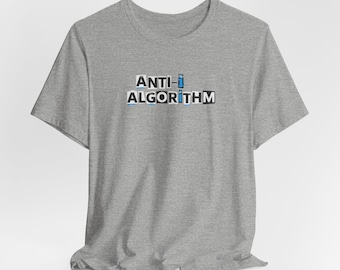 アンチアルゴリズム・ランサム・コラージュTシャツ | 切り抜き文字デザイン、ジンスタイル