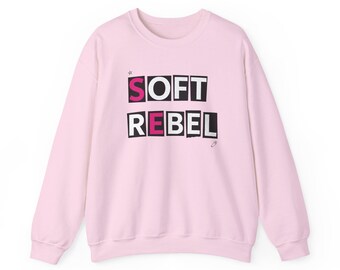 Soft Rebel Ransom Collage Crewneck Sweatshirt | Grunge Typography, Patchwork Design