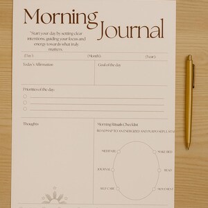 Minimalist Boho Morning Journal – Instant download for a Mindful Start