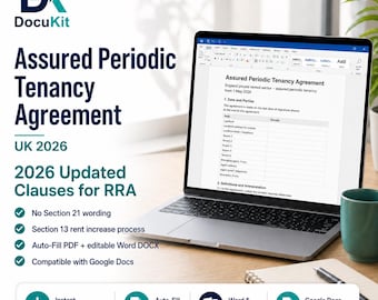 Assured Periodic Tenancy Agreement UK 2026 RRA | Renters Rights Act Tenancy Contract | Auto-fill Pdf and Word Template
