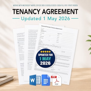 Tenancy Agreement England | Assured Periodic 2026 | Renters' Rights Act | Editable Word & Fillable PDF