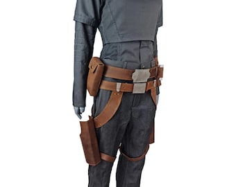 Sabine Wren - Disfraz de Cosplay Mandaloriano de Star Wars para mujer, traje de vuelo personalizado, traje de vuelo de cazarrecompensas personalizado con cinturón de cuero.