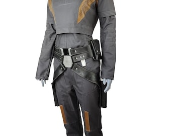 Bo-Katan Mandalorian Cosplay Star Wars Women's Mandalorian Costume Custom Flight Suit Custom Bounty Hunter Flight Suit with Leather Belt