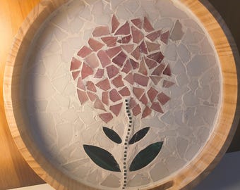Mosaic Rose Tray – Pink Flower Design