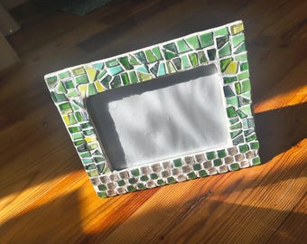 Boho Green Mosaic Picture Frame: Rustic Home Decor