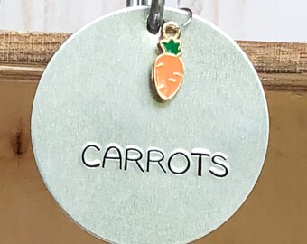 Carrots Plant Label, Hanging Garden Stake Sign, Herb Marker, Metal Stamping, Handstamped, Hand Stamped, Gardening Gift, Handmade