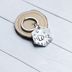 Minnesota HOME Keychain, Metal Stamping, Handstamped, Hand Stamped, Handmade