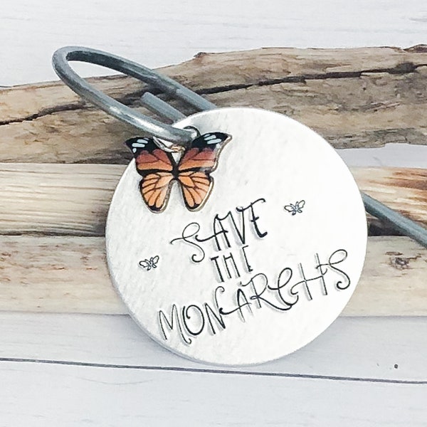 Save the Monarchs Butterfly Garden Sign Stake, Herb Marker, Plant Label, Metal Stamping, Handstamped, Hand Stamped, Gardening Gift, Handmade