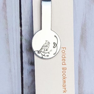 Cardinal Hand Stamped Folded Bookmark