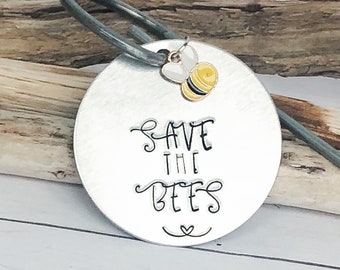 Save the Bees Bumblebee Garden Stake, Herb Marker, Plant Label, Metal Stamping, Handstamped, Hand Stamped, Gardening Gift, Handmade