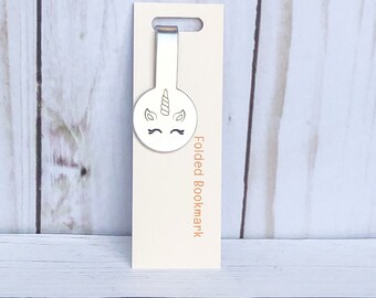 Unicorn Hand Stamped Folded Bookmark