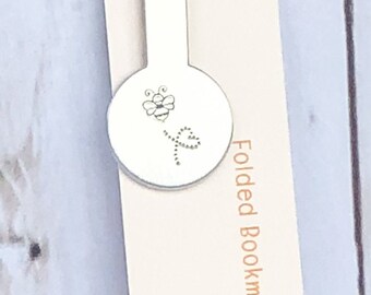 Bee Hand Stamped Folded Bookmark