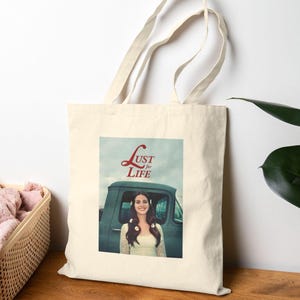 Lana Del Rey Baumwoll-Einkaufstasche - amerikanische Sängerin Musiker Lebensmittel Einkauf Einkaufsstrand Sommer Wiederverwendbare Canvas Handtasche Musik Merch