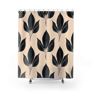 Elegant Leaf Shower Curtain with Minimalist Design, Boho Bathroom Decor, Modern Home Accessory, Gift for Nature Lovers, Plant Enthusiasts