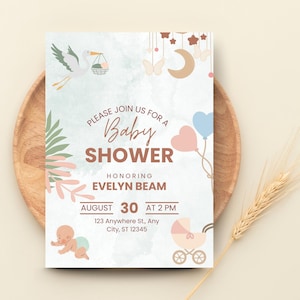 Convite para chá de bebê, futura mamãe, mulher, modelo editável para chá de bebê, convite para chá de bebê com gênero neutro, chá de bebê, personalizado