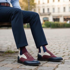 Men Shoes Spectator Burgundy and Cream - Etsy