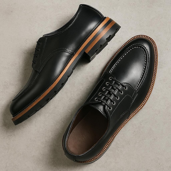 black dress shoes with brown trim Lace Up 100% Leather Brown Casual Shoes 8 / R / Brown