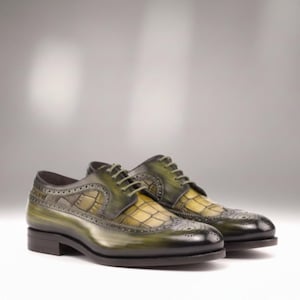 Handmade Leather Brogue Oxford Shoes - Pattern Dress Shoes UK