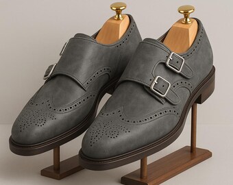 HOLD CYDWOQ Mens Brown Leather Shoes, Size 44, Handmade in  display picture 2