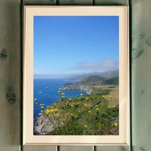 Big Sur Cliffside Print with Bixby Bridge | California Coastal Wall Art | Digital Download Vertical Wall Art