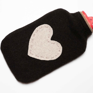 Hot Water Bottle Cover 100% Cashmere Heart Hand Stitched Love Upcycled Sweater Husband Hygge Cozy Eco Friendly Sleeve Repurposed