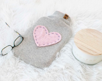 100% Cashmere Upcycled Sweater Hot Water Bottle Cover Pattern Sewing Tutorial Heart Repurpose Christmas Gift Handmade Easy Beginner Friendly