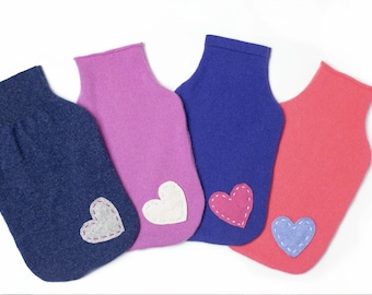 100% Cashmere Upcycled Sweater Hot Water Bottle Cover Pattern Sewing Tutorial Heart Repurpose Christmas Gift Handmade Easy Beginner Friendly