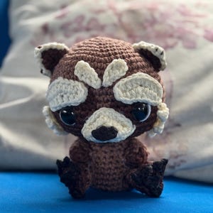 Handmade Baby Rocket Raccoon Plush- Crochet Guardians of the Galaxy Amigurumi Gift