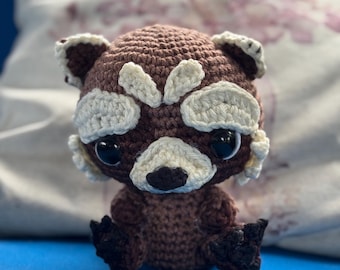 Handmade Baby Rocket Raccoon Plush- Crochet Guardians of the Galaxy Amigurumi Gift